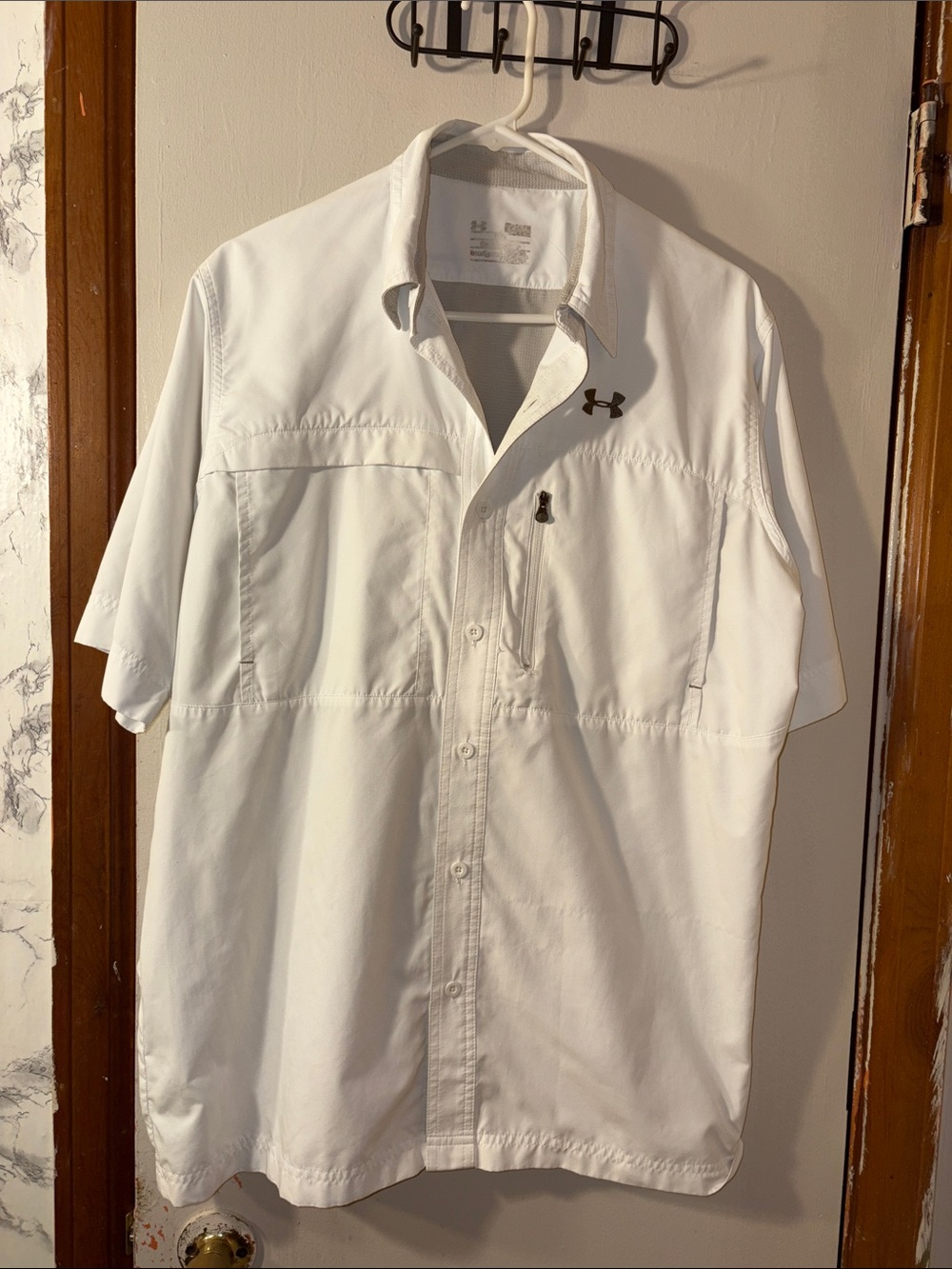 Under Armour White Short-Sleeve Performance Button-Down Shirt